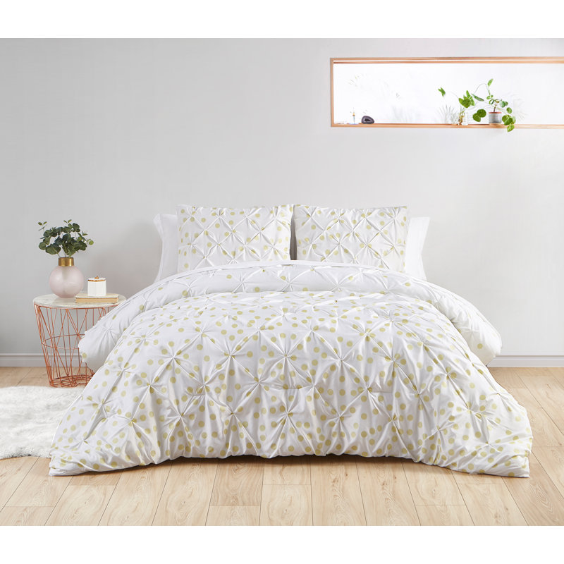 Metallic Modern & Contemporary Box Stitch Ombre Comforter, Ivory, King Comforter + 6 Additional Pieces Included