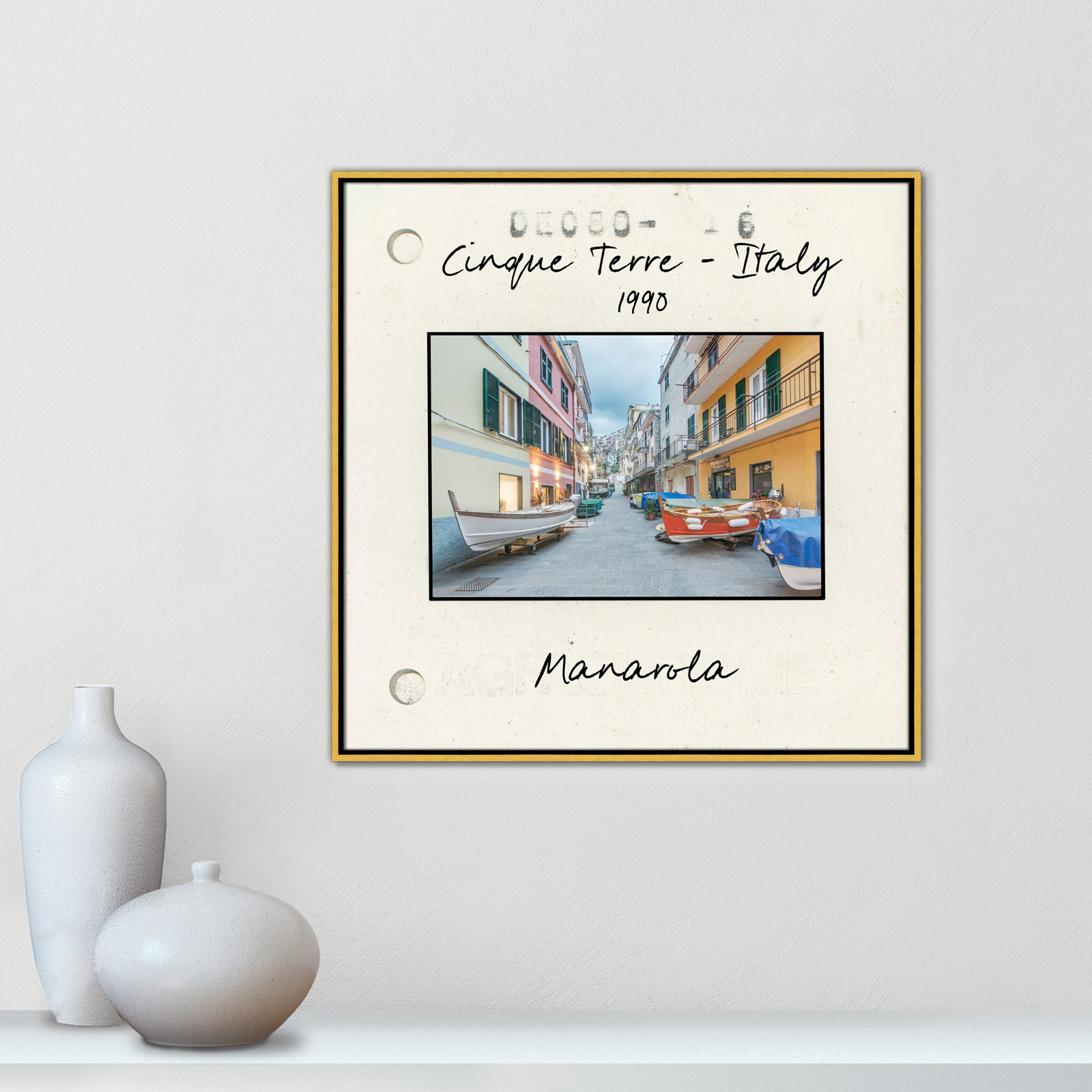 Cinque Terre, Italy - Manarola Print by Danita Delmont, 31.5" H x 31.5" W x 2" D, Gold Floater Framed Canvas