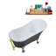 Baignoire de trempage sur pieds en acrylique 55 "avec bonde, pattes et plateau en bambou Streamline-66367051-76099836