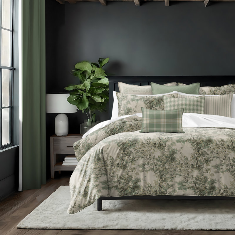 Dolce  Spring Green Cotton Comforter Set  8 Piece, King Comforter + 7 Additional Pieces
