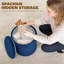 HOMCOM Round Storage Ottoman Pouffe Velvet-Feel Hidden-1905840292