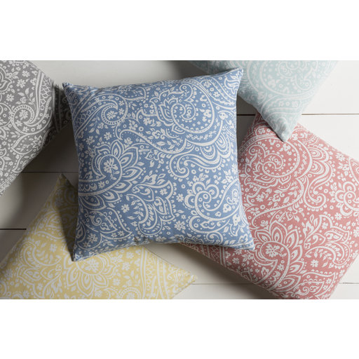 Somerset Paisley Cotton Pillow Cover, 18" H x 18" W, Gray\Neutral, No Fill