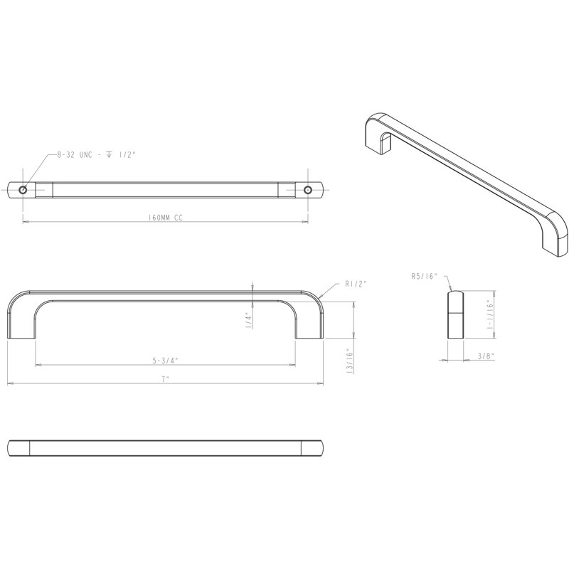 Matte Black 160 mm Contemporary Cabinet Pull with Mounting Hardware