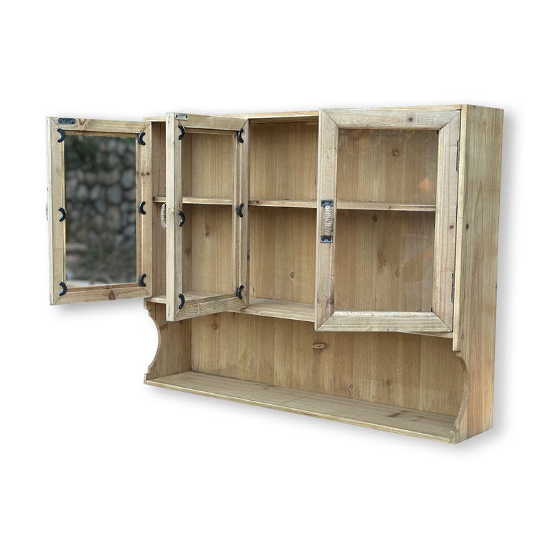 Bois massif + panneau de fibres à densité moyenne fixé au mur 3 tablettes, présentoir à décor moderne pour chambre à coucher, salle de bain, cuisine, salon