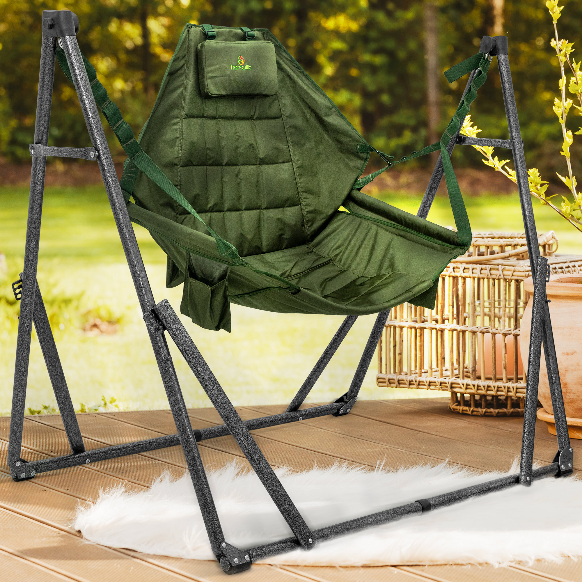 Union Rustic Hanging Swing Chair Perfect for Patio, Porch, Bedroom