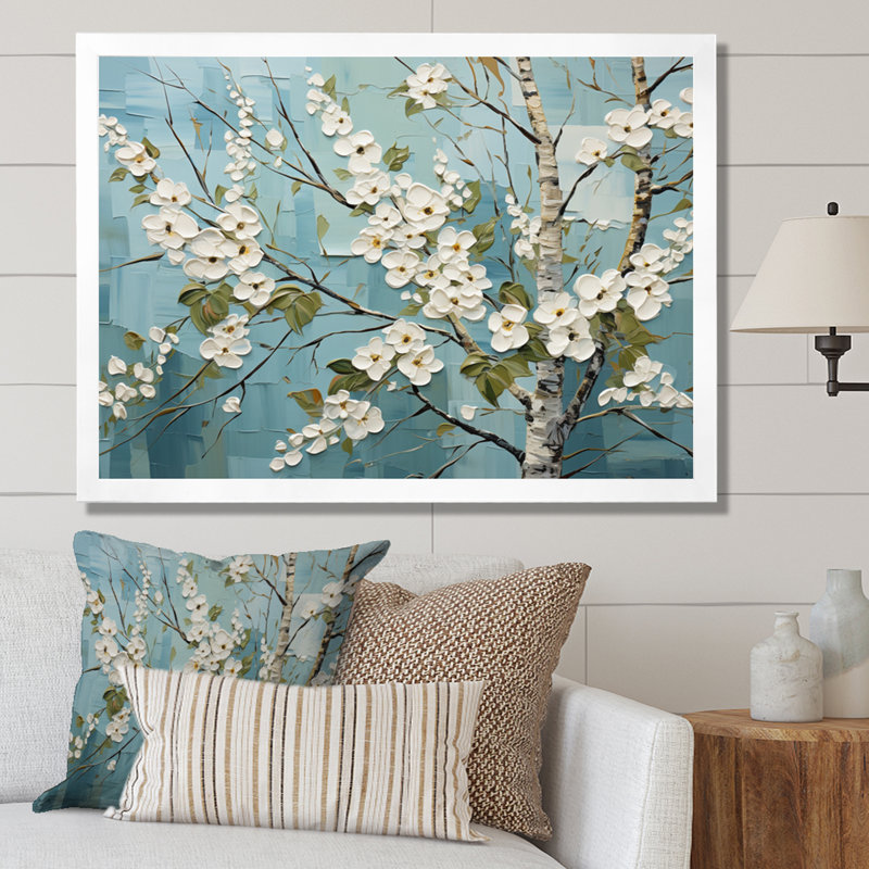 " Birch Woods Whispering Winds I ", White Picture Framed, 24" H x 32" W x 1" D