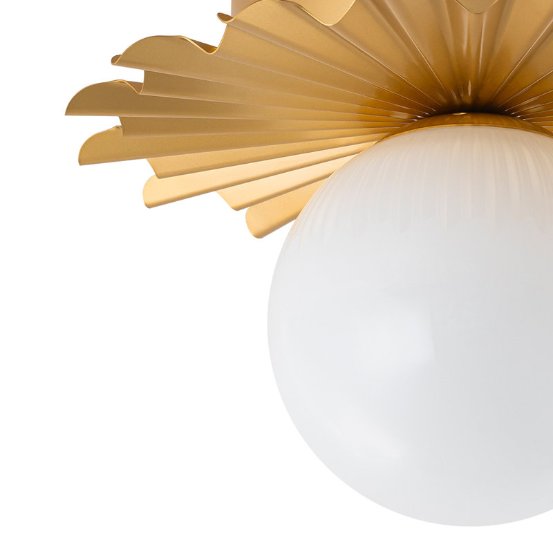 Carren 1 - Light Flower Pleated Single Round Glass Flush Mount 