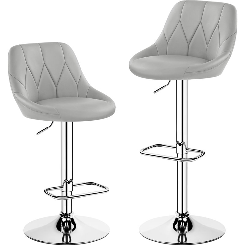 color Height Adjustable Swivel Bar Stool, Grey