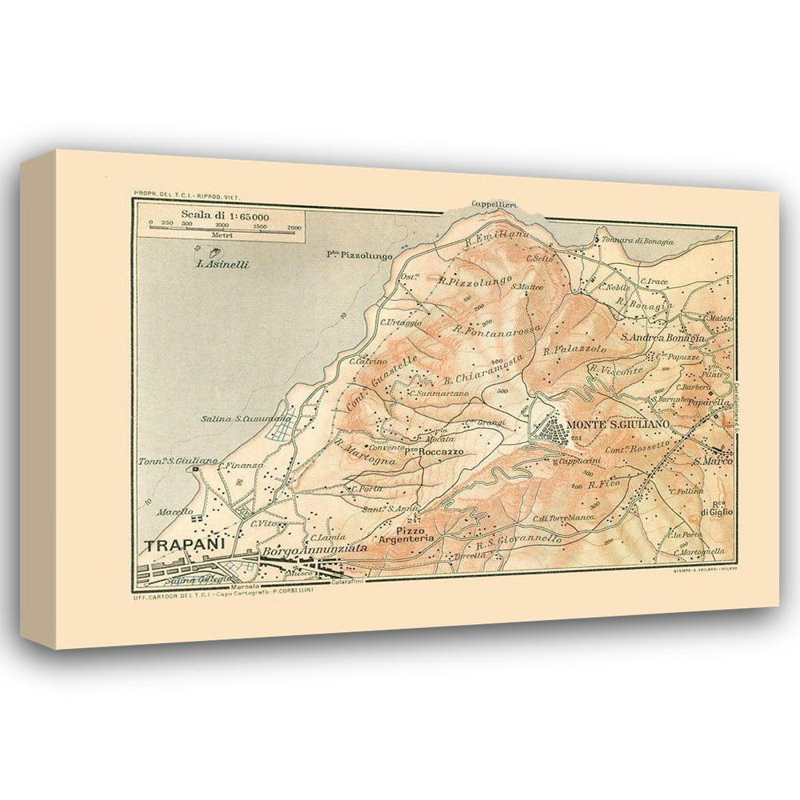 «Breakwater Bay Baedeker Gallery», art sur toile tendue: Trapani Sicile, Italie, Baedeker 1880 ITIT0151, H 18 po x l 24 po