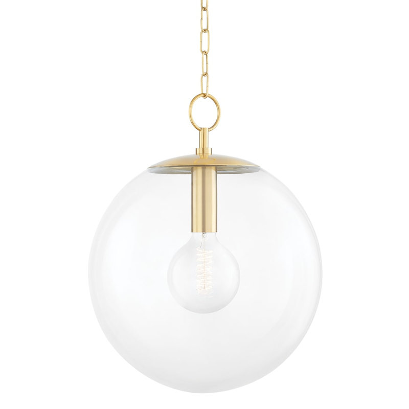 Juliana 1 Light Pendant, Aged Brass, G40, 20.25" H x 15.75" W x 15.75" D