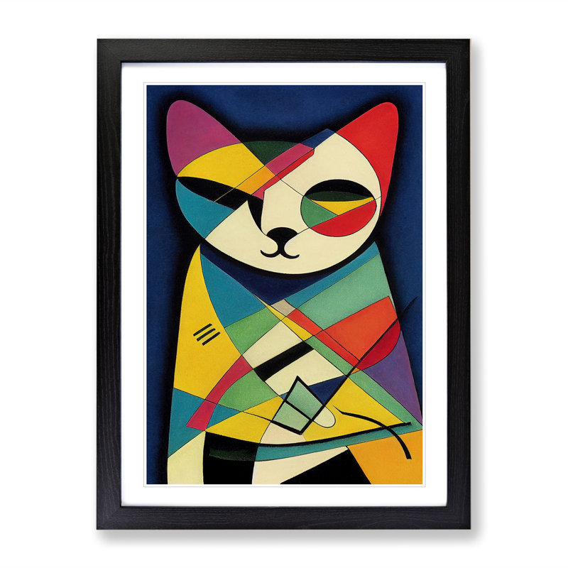 Abstract Cat No.4 - Single Picture Frame Print, Black, 64cm H x 46cm W x 2cm D