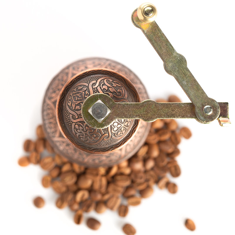 Crystalia USA Manual Flat Burr Coffee Grinder, Copper