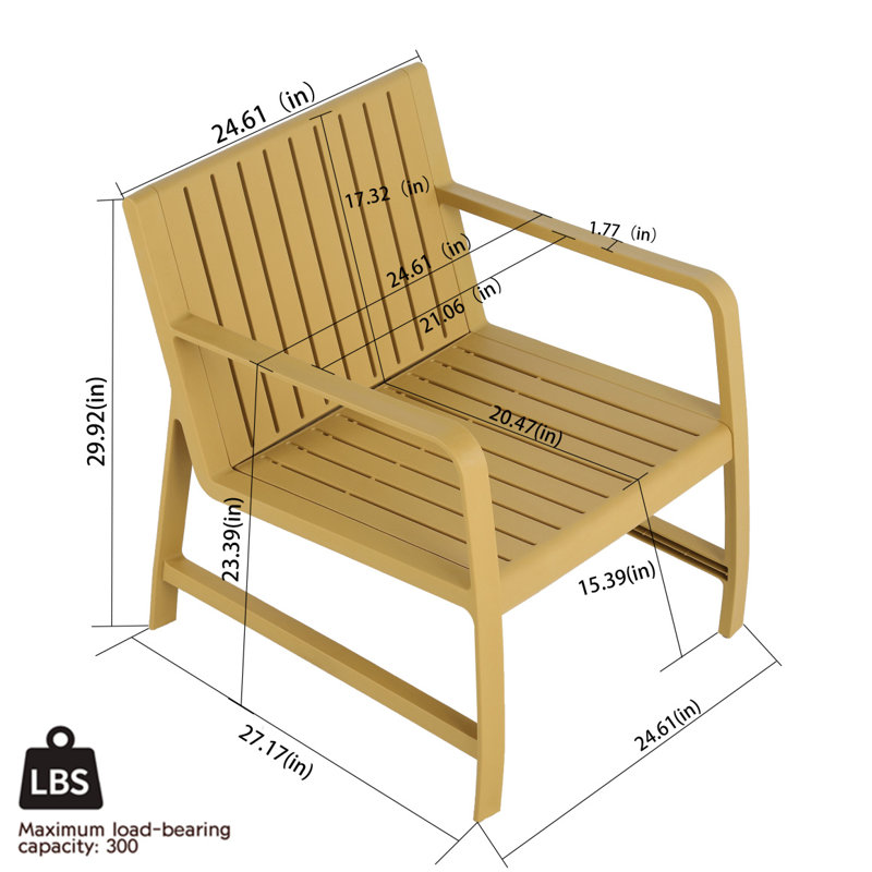 Ensemble de meubles d'intérieur / extérieur 2 pièces 1 chaises et 1 table basse Matériau PP imperméable - Ensemble de conversation pour patio facile à assembler