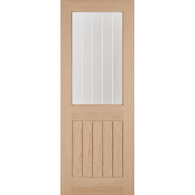 Belize Glazed Unfinished Oak Internal Door, 198.1cm H x 83.8cm W x 3.5cm D