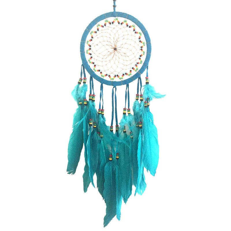 Capteur de rêves, perles Rasta, Bleu