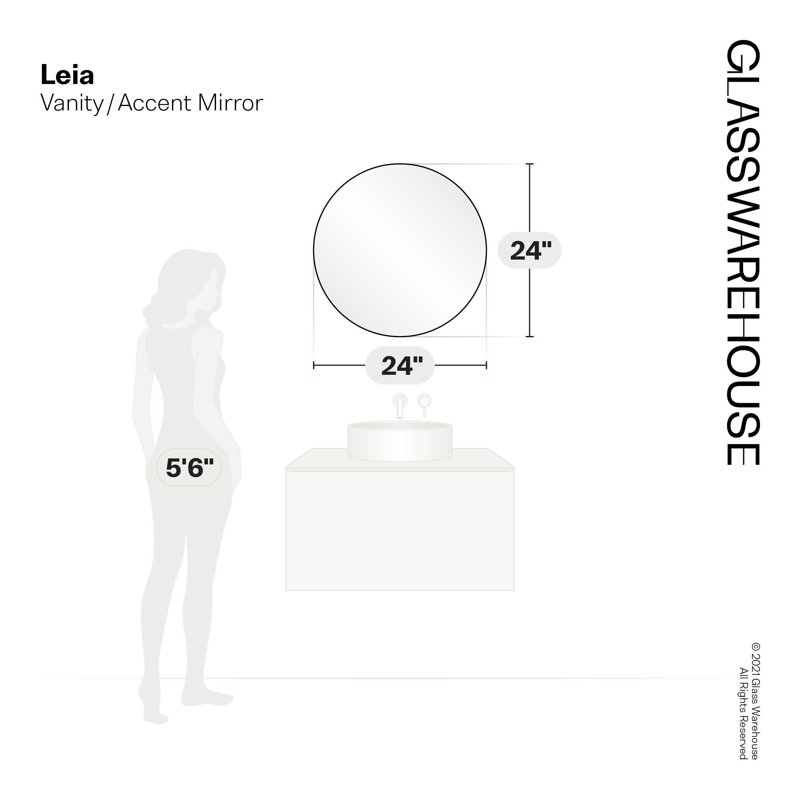 Modern & Contemporary Bathroom/Vanity Mirror, Pink, 24" x 24"