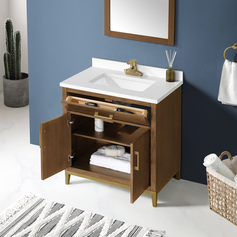 Fossen 30'' Single Bathroom Vanity with Top, Brown