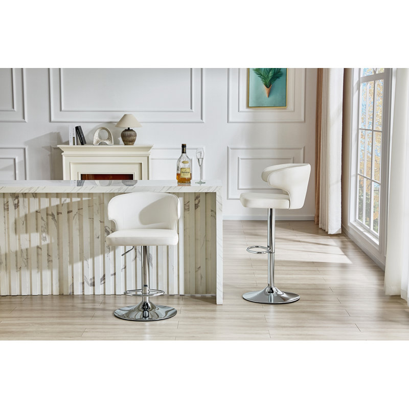 Ensemble de 2 tabourets rembourrés, Blanc, Argent, 2
