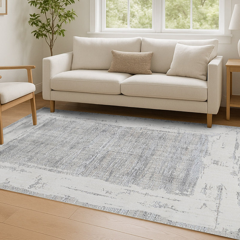 Tapis Charleston Greer & Sumter par Creative Home Ideas Beaufort, Gris clair, 8 pi 6 po x 13 pi