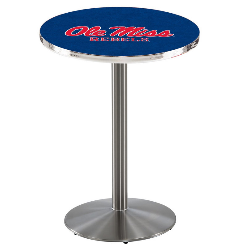 Round Metal Base Dining Table, Stainless Steel, University of Mississippi