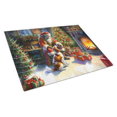 Brittany and Santa Claus Glass Cutting Board