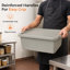 Lot de 6 bacs à viande de 51 x 38 x 18 cm (9 gallons) en plastique gris de qualité alimentaire avec couvercles. Contenants robustes et utilitaires pour la vaisselle, la préparation en cuisine et l'entreposage en restauration.