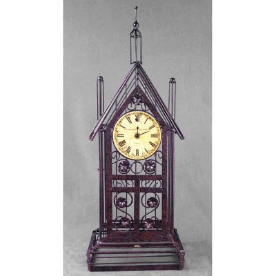Analog Metal Quartz Tabletop Clock, Brown