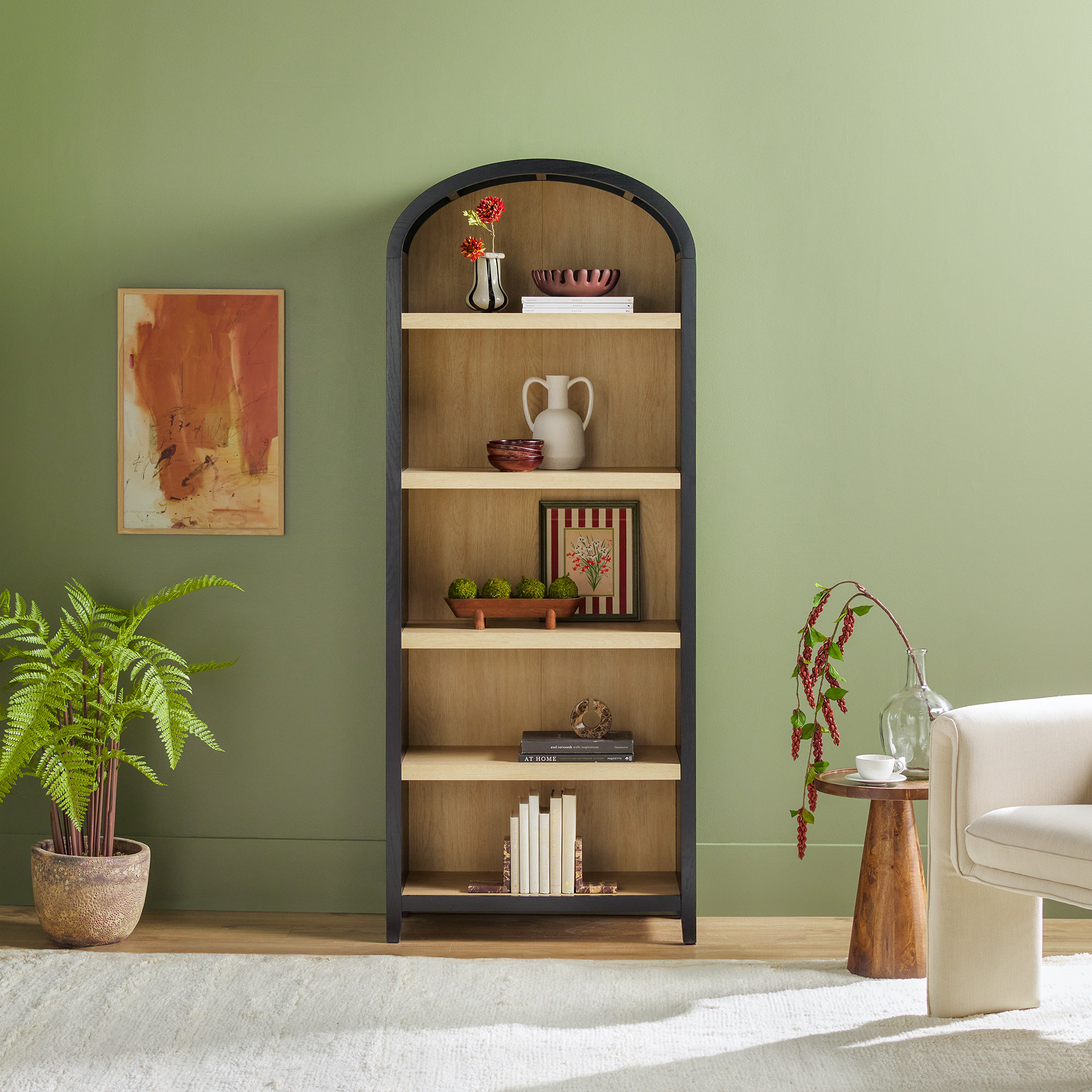 Sitarski Curved Arch 5-Shelf Bookcase - Stylish Storage
