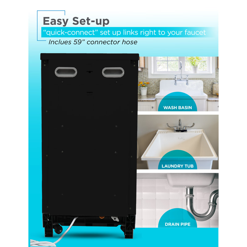 BCDP-Series BLACK+DECKER Portable Dishwasher, 18 Inches Wide, 8 Place Setting, Black