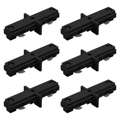 Connecteur Luxrite H-Track, connecteur à 3 fils droit, système de distribution de type H 120V, composant de distribution d'énergie, paquet de 6 noir