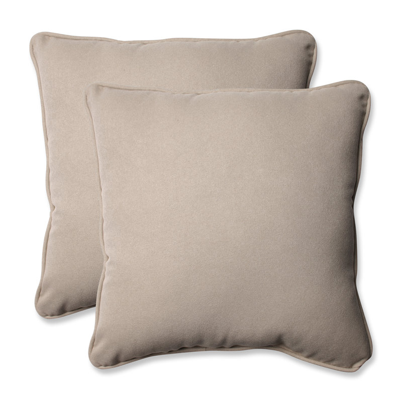  Outdoor Square Pillow Cover & Insert, Beige Solid