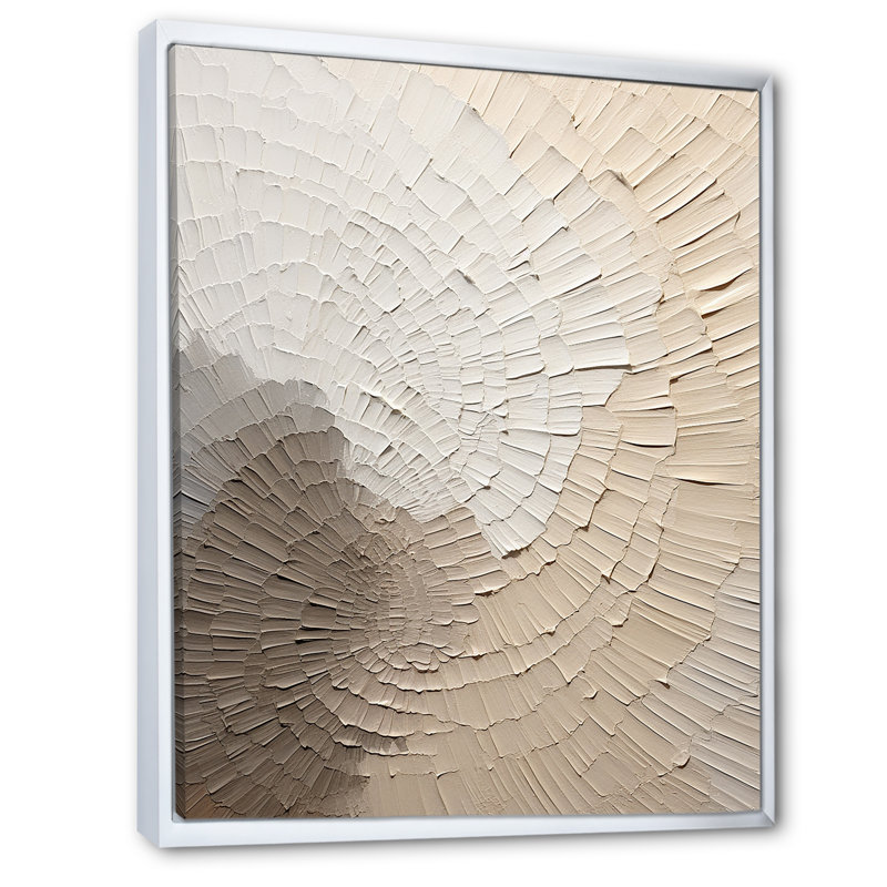 Minimaliste gracieux, art discret beige - Art mural minimaliste, H 32 po x l 24 po, Reproduction avec cadre flottant, Blanc
