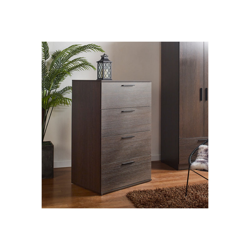  Oliver Farmhouse Four-Drawer Jumbo Chest in Dark Brown