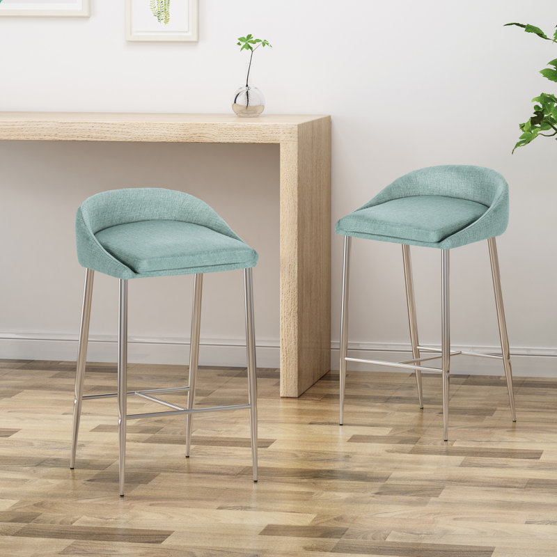 Tabouret de comptoir rembourré 26 po Shounda, Sarcelle