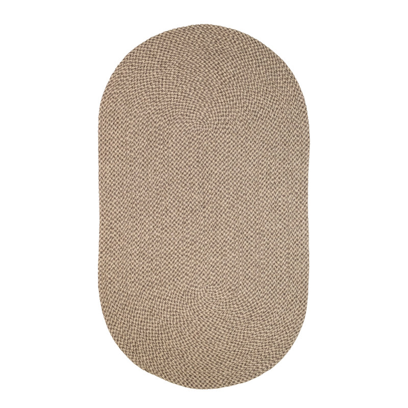 Tapis gris foncé tressé pied-de-poule Cablelock, Ovale 1 pi 8 po x 2 pi 6 po
