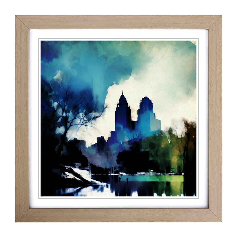 Central Park Abstract Expressionism - Framed Print, Oak