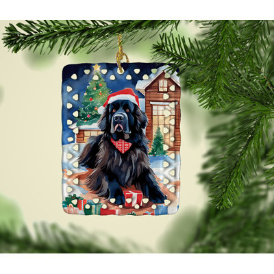 Ornement en porcelaine de Noël Terre-Neuve