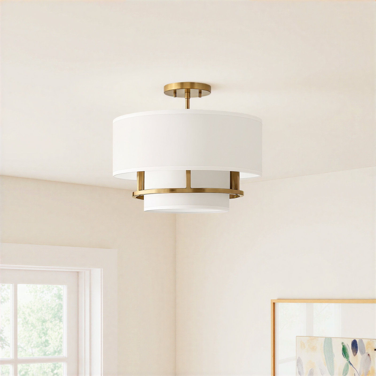 Graham 3-Light Semi Flush Mount, Lacquered Brass