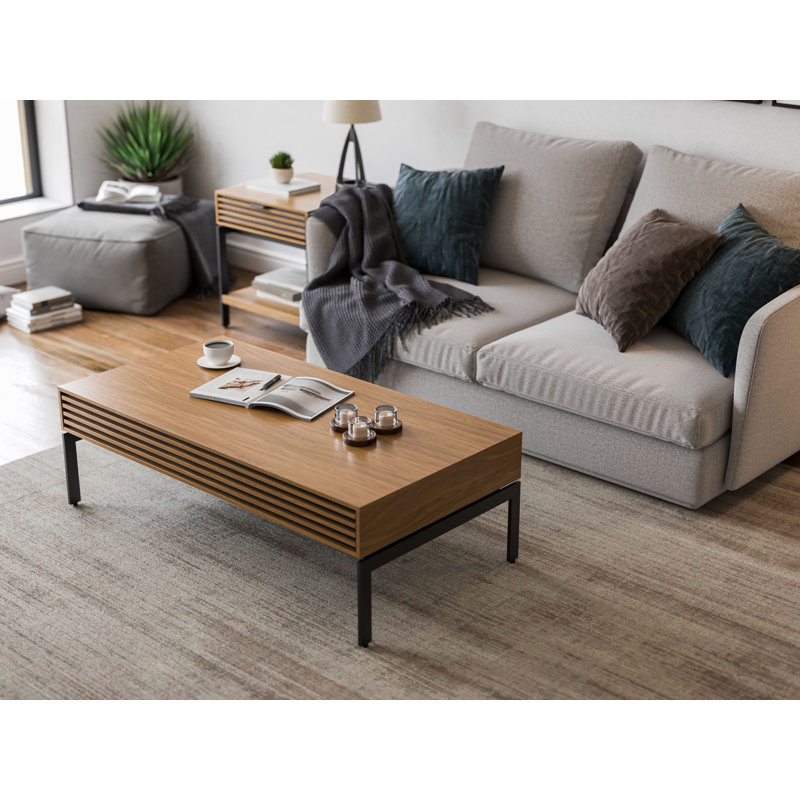 Cora Coffee Table, Natural Walnut, Black