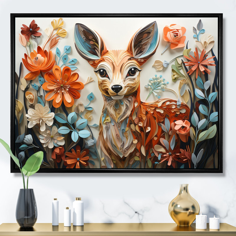 " Coral Blue Line Art Whimsical Animals ", Cadre flottant noir, H 12 po x l 20 po x P 1 po