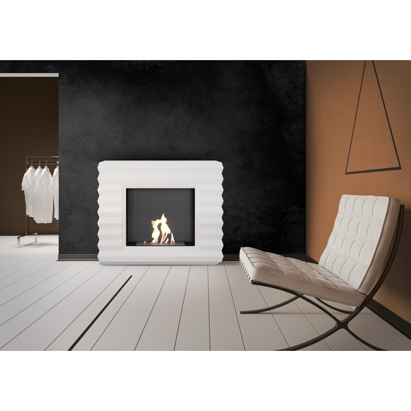 44.8'' W Bio-Ethanol Fireplace, White, 44.8" H x 44.8" W x 12.6" D