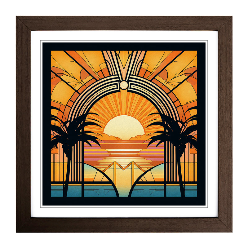 Sunrise Art Deco No.12 - Framed Print, Walnut