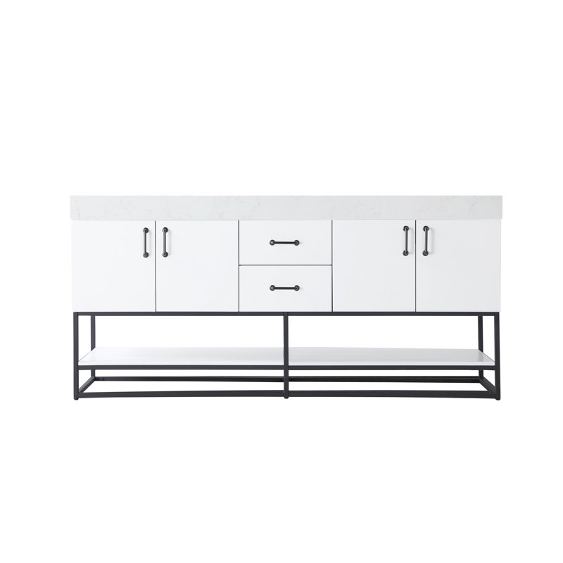 72 inch Double Bathroom Vanity, White