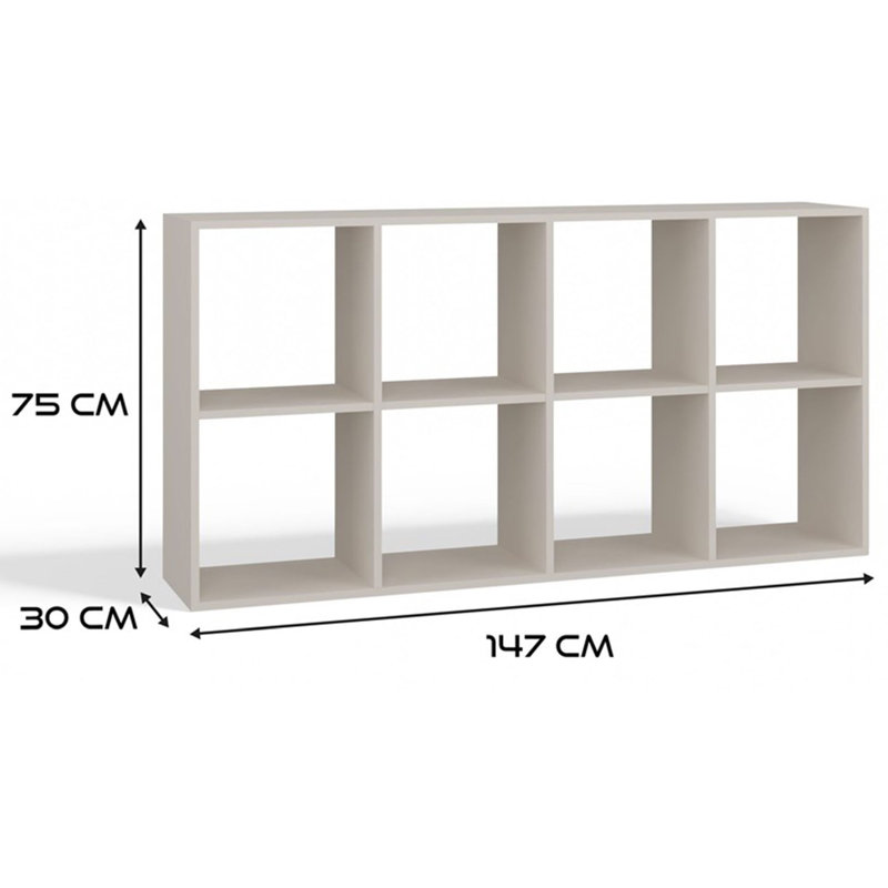 75cm H Standard Bookcase, (2 Shelves) 75cmH x 147cmW x 30cmD, White