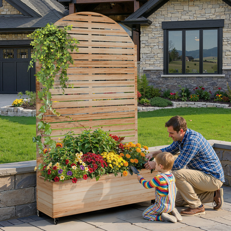Raised Garden Bed with Trellis on Wheels – Versatile Metal Planter Box with Trellis, Multi-Style Planter Boxes with Trellis Privacy Screen for Patio and Garden