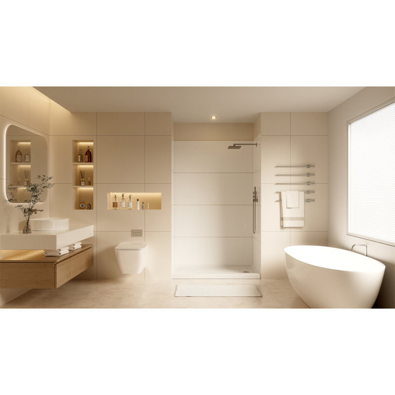 36" W x 96" H 12-Piece Acrylic Shower & Tub Wall Panel, Quick Install & Cuttable, 1/8" (2.8mm) Thickened