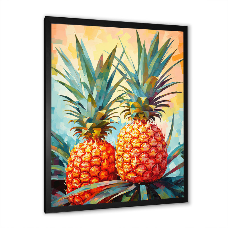 " Sunny Pineapple Serenade ", Black Picture Framed, 40" H x 30" W x 1.5" D