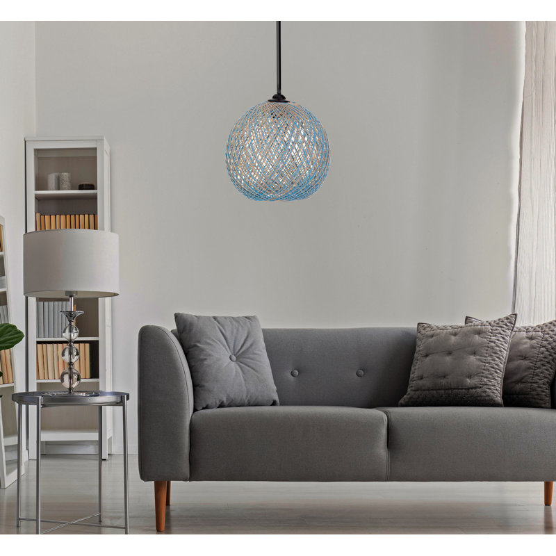Lustre en jute fait à la main, style bohémien, 8,7 po x 9,4 po | Câble réglable, hauteur totale: 21,7 pouces | Douille E27, 40 W maximum | Parfait pour le salon, la chambre à coucher ou la salle à manger, solution d'éclairage unique et élégante