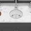 Évier de cuisine circulaire en céramique à simple cuve 18 pouces avec assemblage de drain et grille inférieure