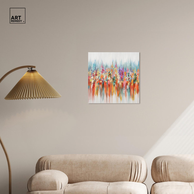 Burst of Flora Multicolor Abstract Canvas Art, 20" x 20"